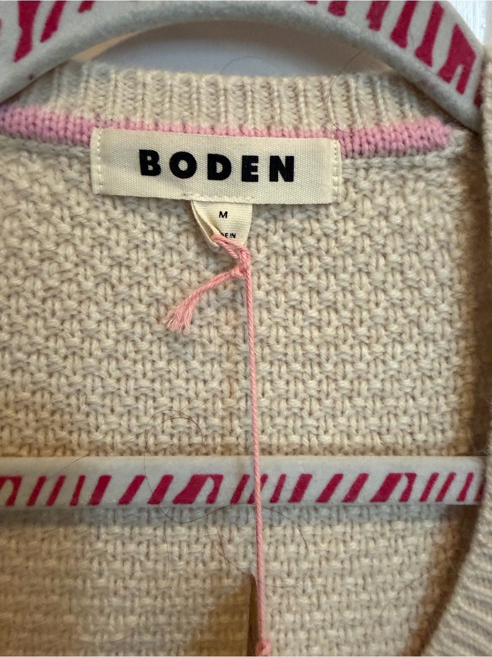 Boden Cream Embroidered Floral Cable-Knit Cardigan Sweater NWT Size M - Picture 7 of 8